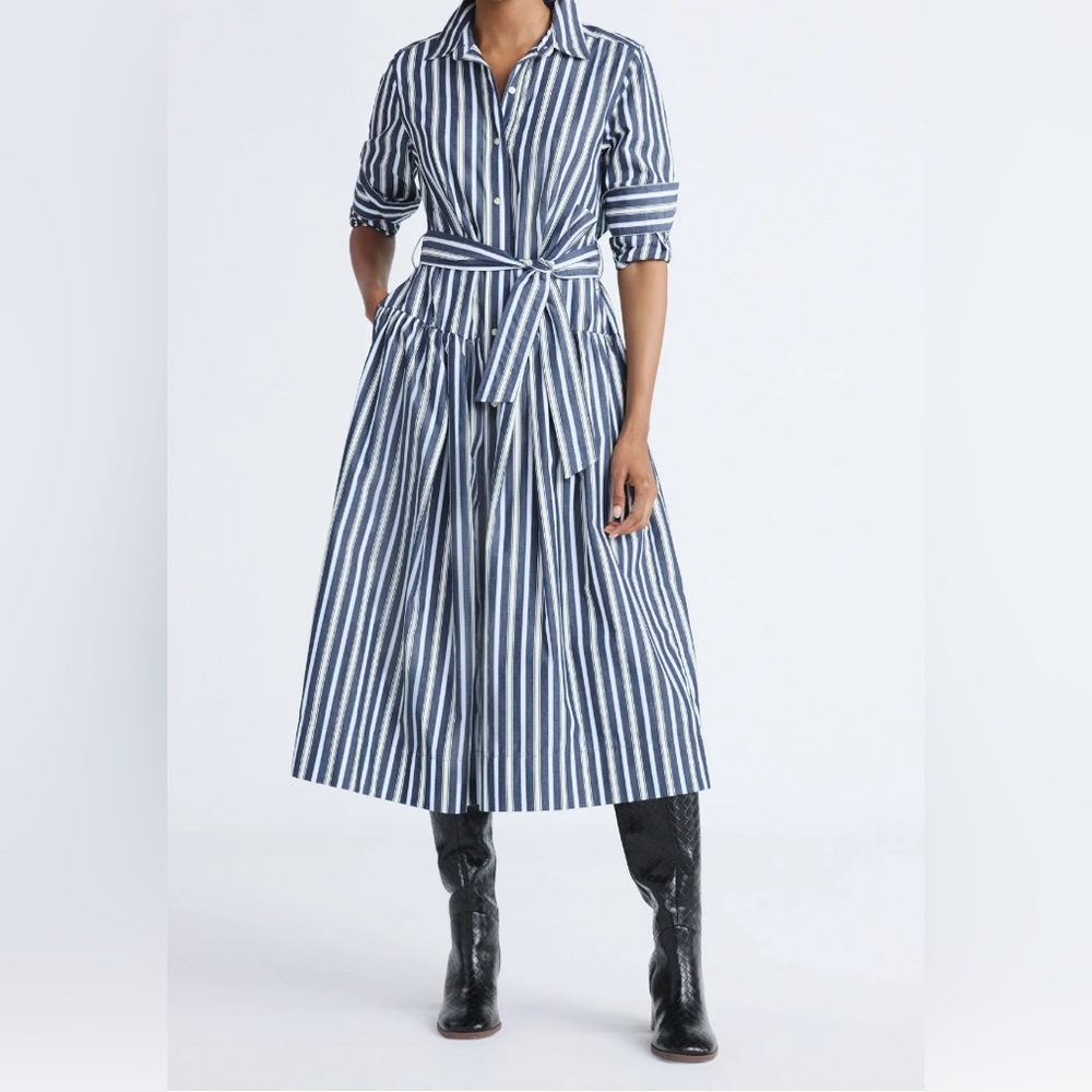 Navy and White Striped Maxi Dress XL